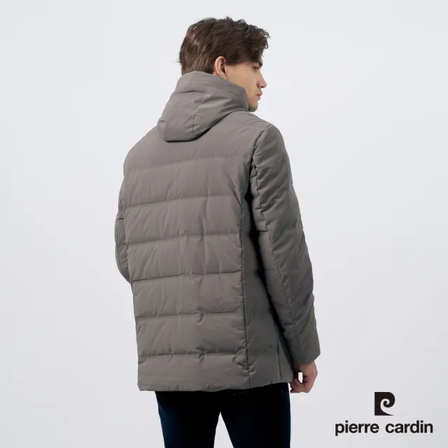 【pierre cardin 皮爾卡登】男款 都會休閒連帽羽絨夾克外套-棕灰色(5235772-45)