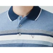 【Emilio Valentino 范倫鐵諾】蓄熱保暖棉質磨毛定位條紋長袖POLO衫 藍(15-3V7961)