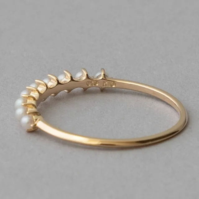 【ete】K10YG 層疊排列珍珠戒指(金色)