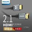 【Philips 飛利浦】超值2入組-HDMI 2.1 公對公 1.5m 8K60Hz 旗艦款鋁合金影音傳輸線(SWV9115)