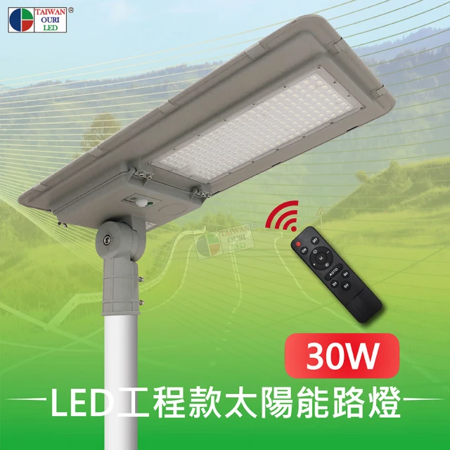 台灣歐日光電 LED一體式太陽能路燈 工程款 30W 附遙控器(庭院燈 太陽能燈 雷達感應燈 光控 定時)