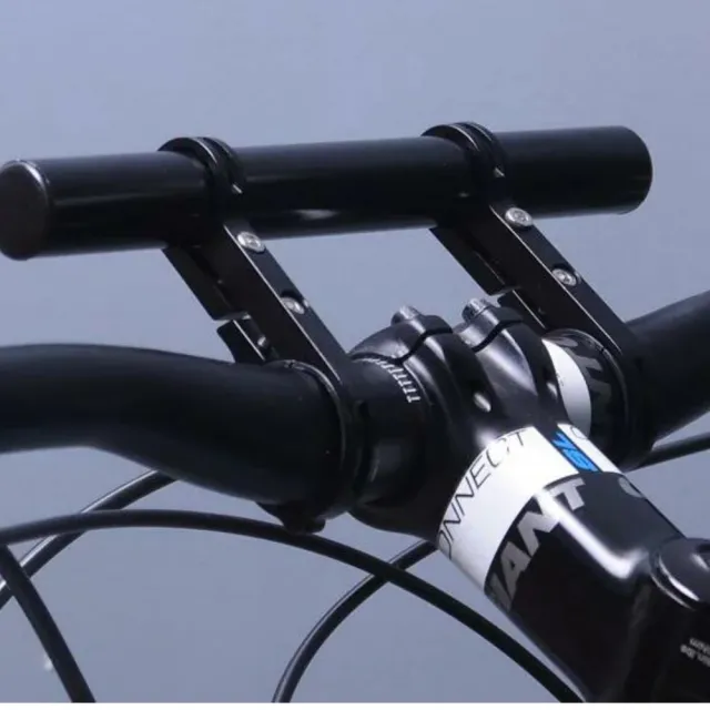 【May Shop】兩入一組  自行車鋁合金車把延伸架 黑色(黑色雙桿)