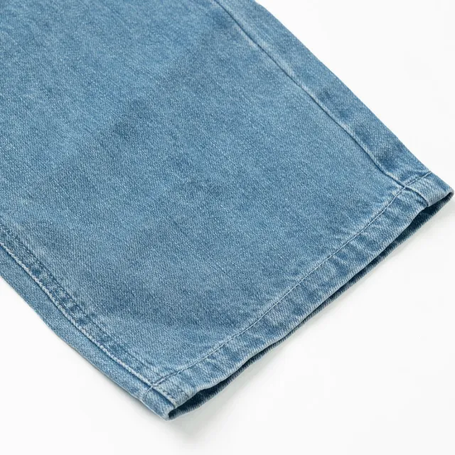 【OUWEY 歐薇】造型切接口袋高腰純棉牛仔直筒寬褲(藍色；S-L；3223078614)