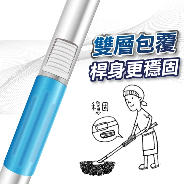 【U-mop】1桿1移動桶2布1葵 手壓旋轉拖把 150cm不鏽鋼免洗手超長桿(適用好神拖)