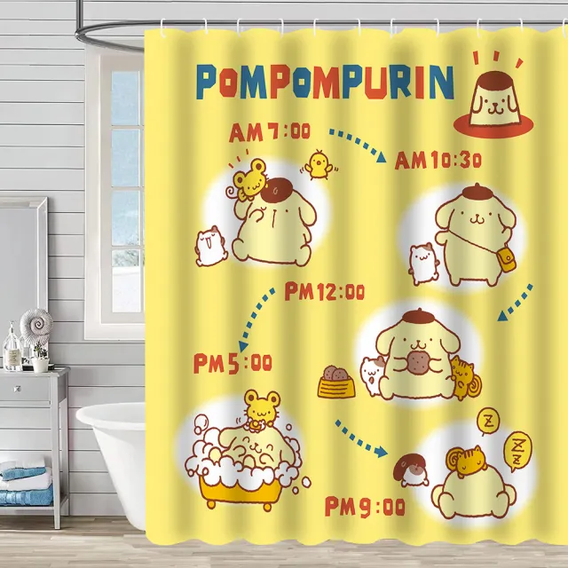 【三房兩廳】日本三麗鷗防水加厚浴簾/正版授權(hello kitty/美樂蒂/布丁狗/凱蒂貓)