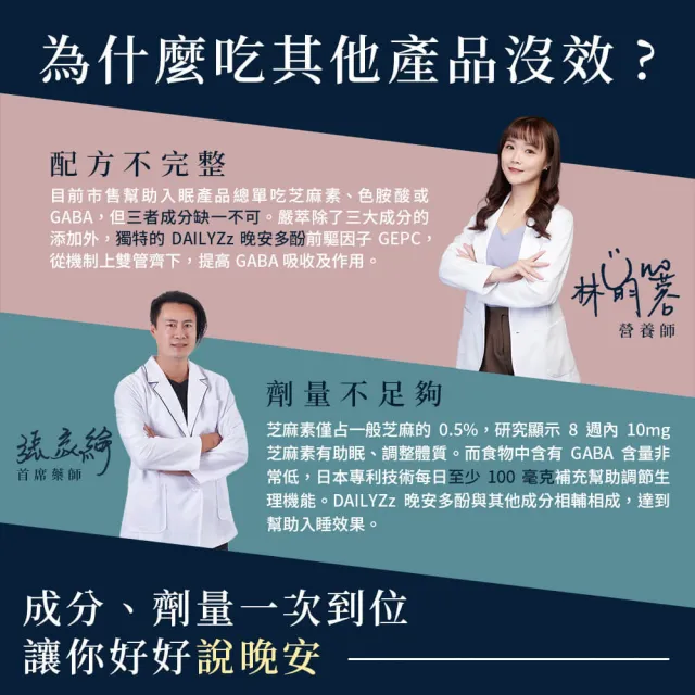 【嚴萃】說晚安xGABA-幫助入睡-3入組/共90粒(國際有效配方 色氨酸x晚安多酚DailyZz)