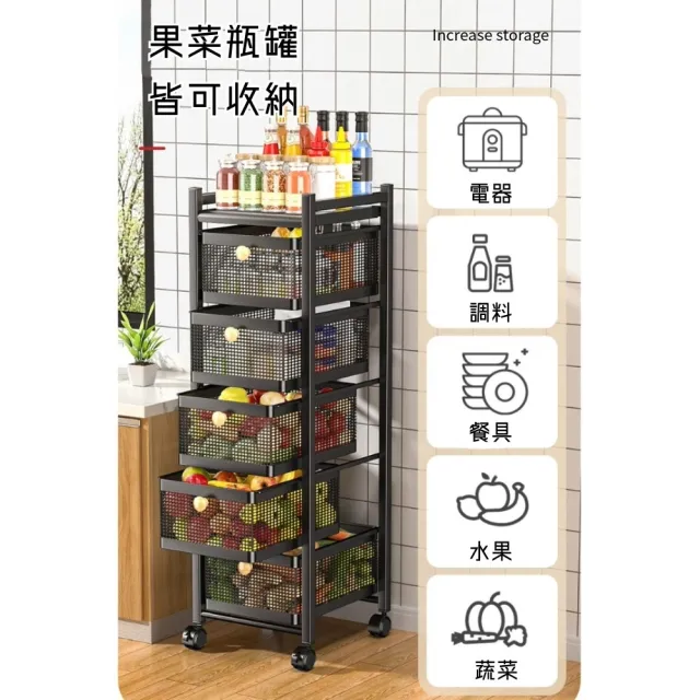 【AOTTO】工業風碳鋼四層抽屜式收納推車(置物架 推車 置物櫃 收納櫃)