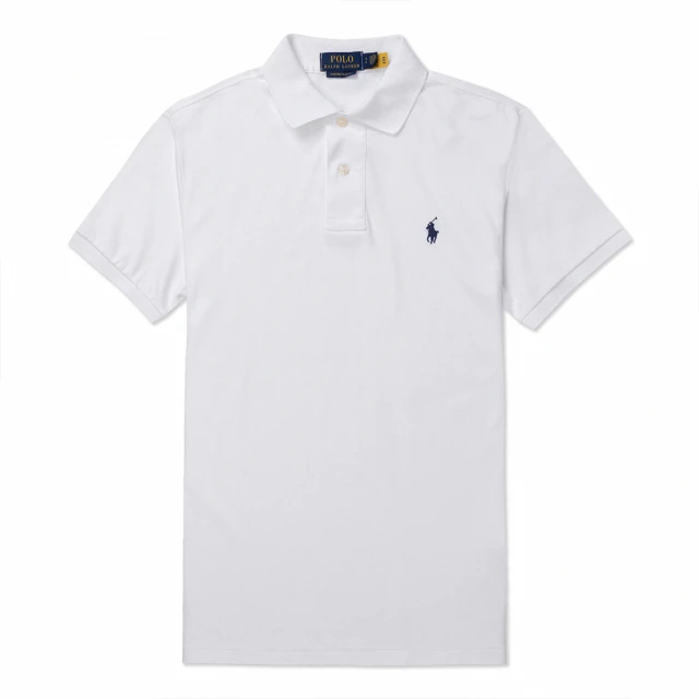 RALPH LAUREN RL POLO 經典刺繡小馬透氣短袖POLO衫 上衣-白色(PIMA棉/CUSTOM SLIM FIT/平輸品)