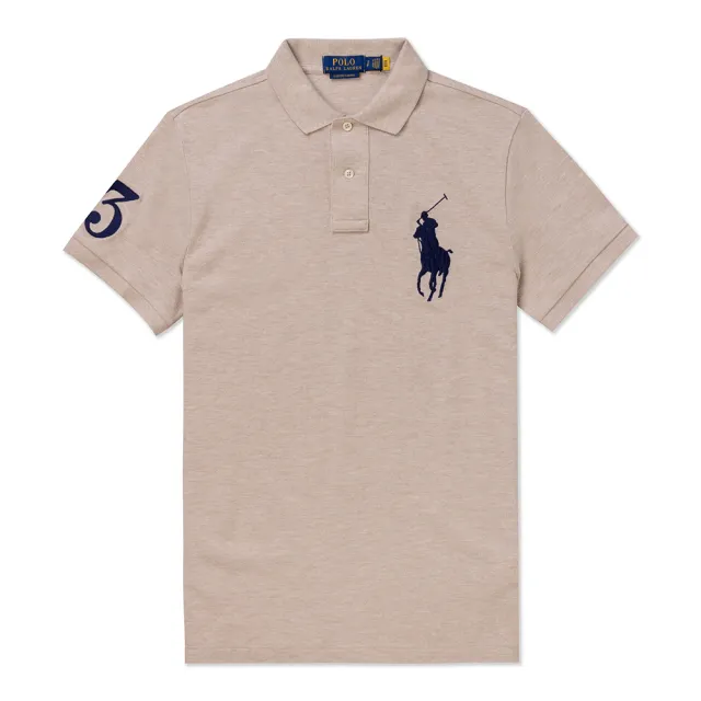 【RALPH LAUREN】RL POLO 經典刺繡大馬短袖POLO衫 上衣-燕麥色(CUSTOM SLIM FIT/精選舒適/平輸品)