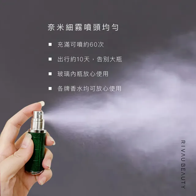 【RIVAU BEAUTY】皮革旅行香水噴霧分裝瓶5ml(專利不漏香水 底部直充 香水分裝器)