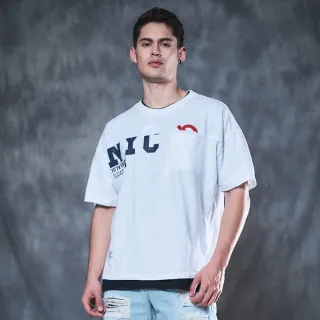 【5th STREET】男裝 短袖 短t 上衣 t恤 TEE 口袋 logo 印花 白色(570853)