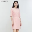 【JESSICA】氣質通勤簡約收腰圓領短袖洋裝J30529