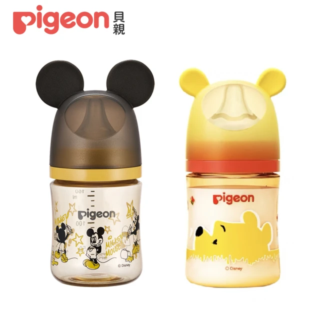 【Pigeon貝親 官方直營】第三代迪士尼母乳實感PPSU奶瓶160ml(貪吃維尼/米奇星星)