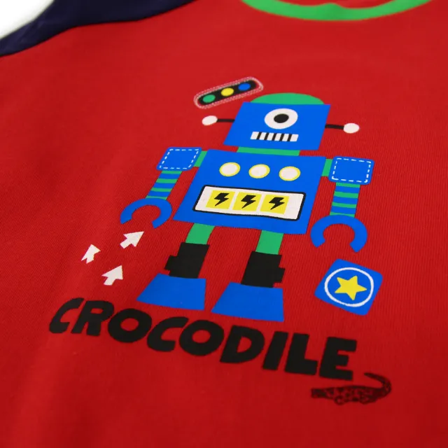 【Crocodile Junior 小鱷魚童裝】『小鱷魚童裝』機器人印圖撞色上衣(U64488-01 小童款)