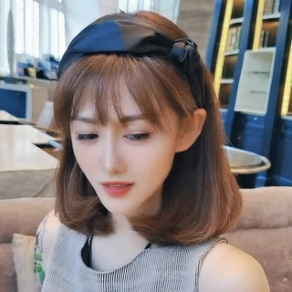 【AnnaSofia】韓式髮箍髮飾-緞面不對稱斜結 現貨(黑系)