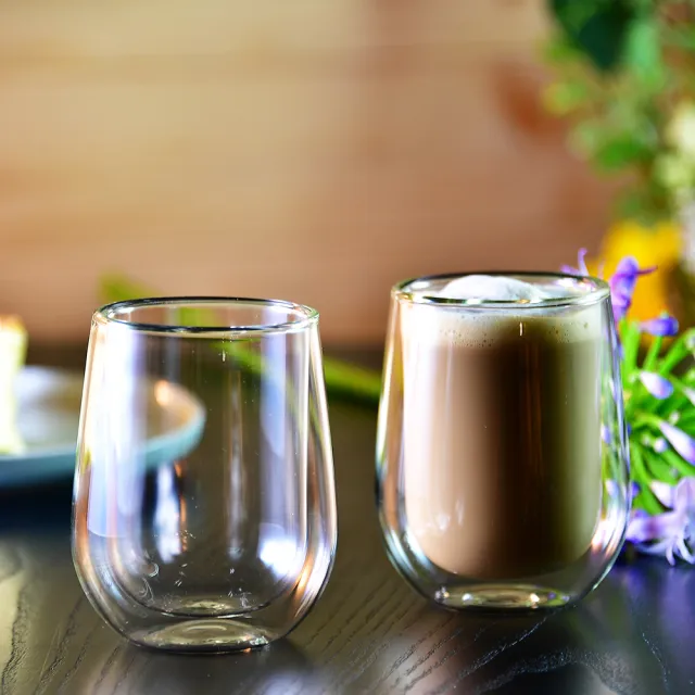 【YU Living 信歐傢居】雙層玻璃茶杯二件組 咖啡杯 水杯(二件一組 / 200ML)