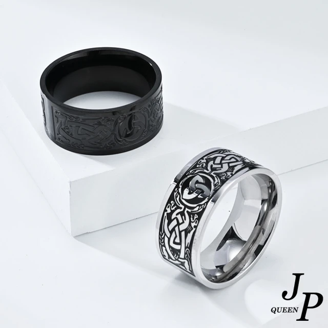 Jpqueen 永恆三角結民族寬版中性鈦鋼戒指(2色戒圍可選