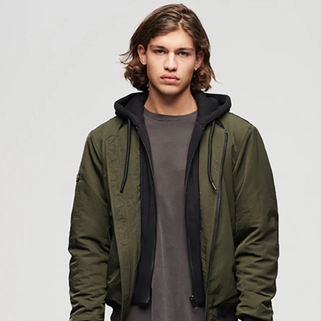 Superdry 男裝 長袖外套 Military Hooded MA1(橄欖綠)