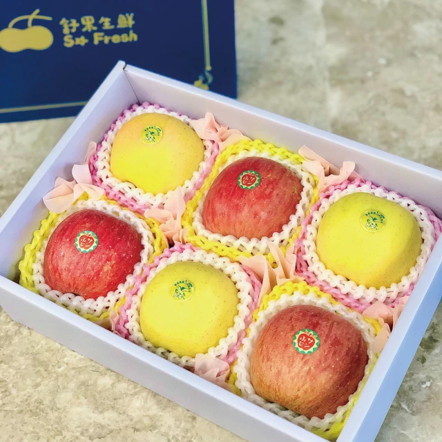 舒果SoFresh 日本青森#36s雙色6顆蘋果禮盒(蜜富士