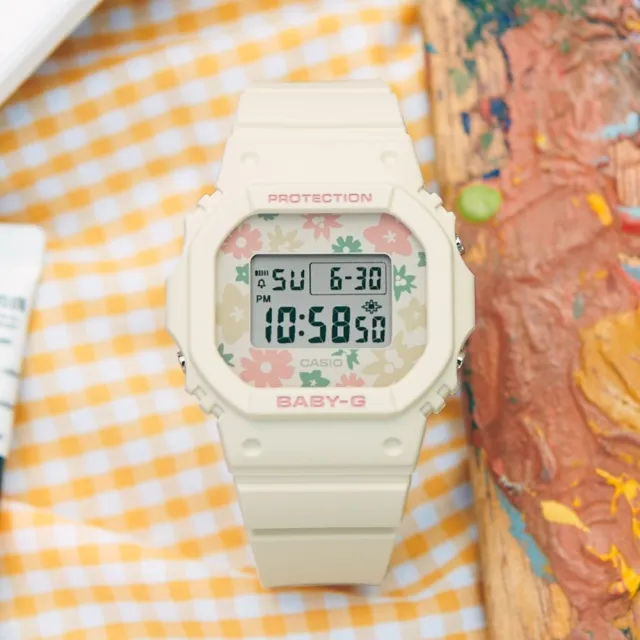 【CASIO 卡西歐】BABY-G 輕巧纖薄 甜美花田 白 經典系列(BGD-565RP-7)