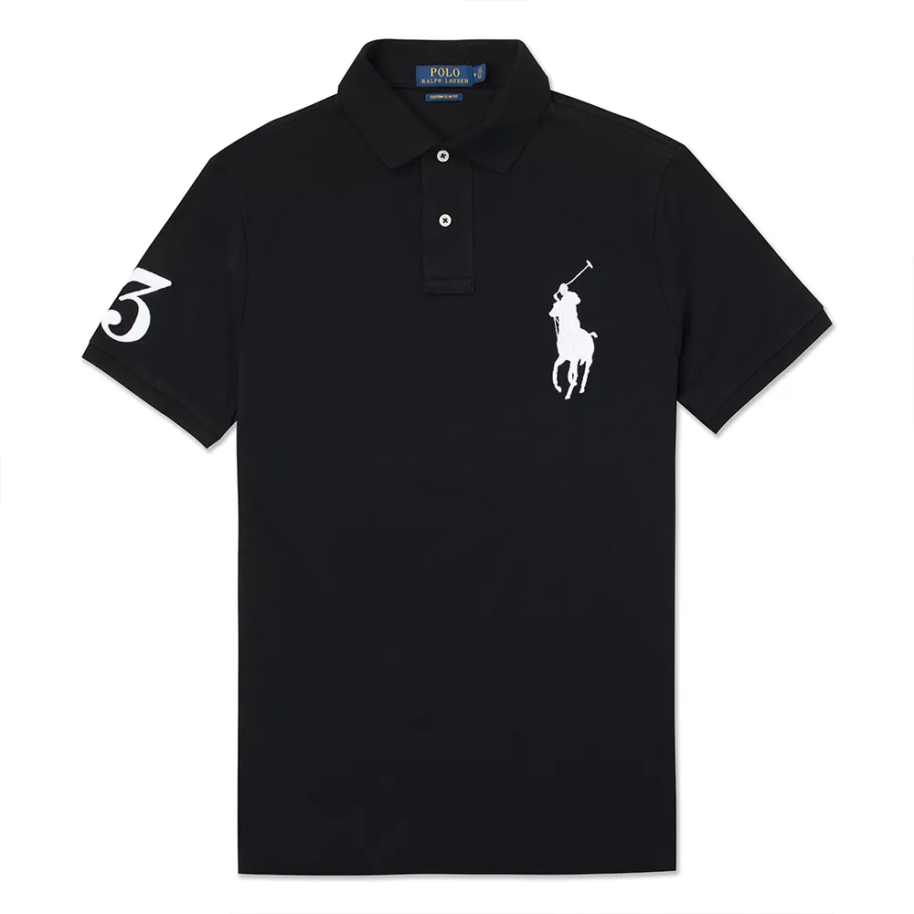 【RALPH LAUREN】RL POLO 經典刺繡大馬短袖POLO衫 上衣-黑色(百搭爆款/精選舒適/平輸品)