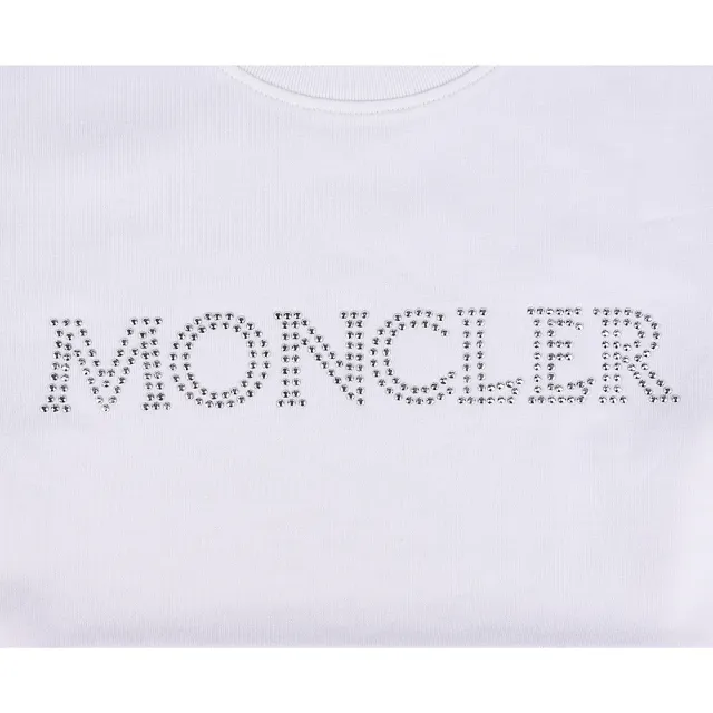 【MONCLER】水晶LOGO修身圓領T恤(白/女款)