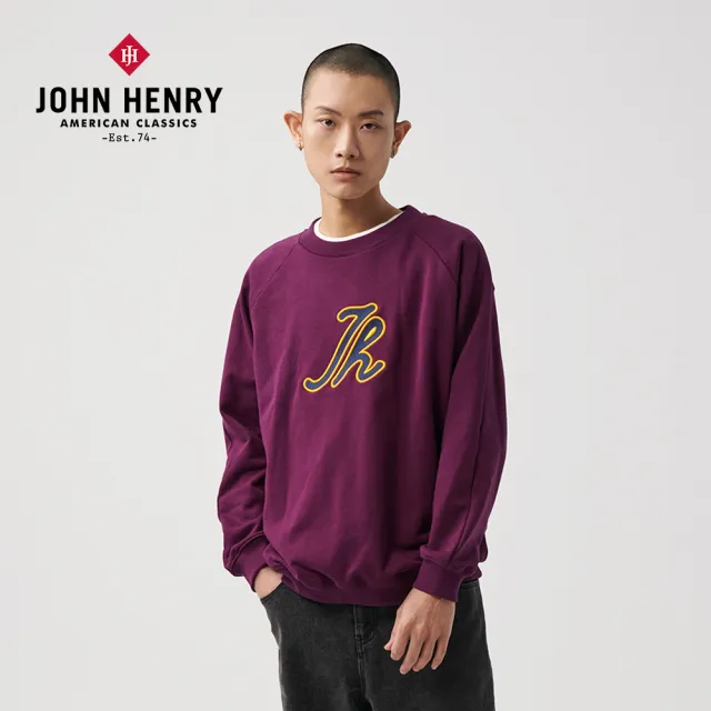 【JOHN HENRY】幾何印花大學T-紫
