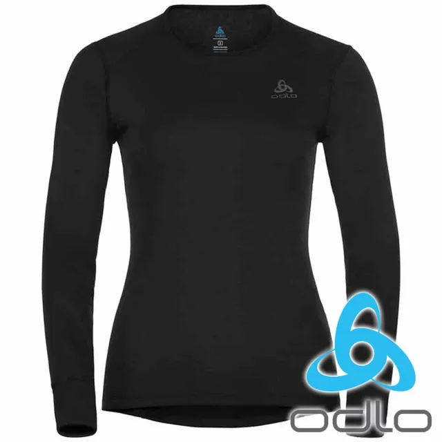 【ODLO】女 ECO銀離子保暖型圓領上衣 『黑』159101(排汗 快乾 運動 慢跑 登山 戶外 露營 排汗衣)