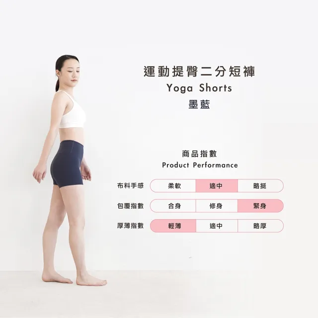 【Mukasa 慕卡莎】FITNESS 運動提臀二分短褲 - 墨藍 - MUK-23965(瑜珈短褲、運動褲、車褲、二分褲)