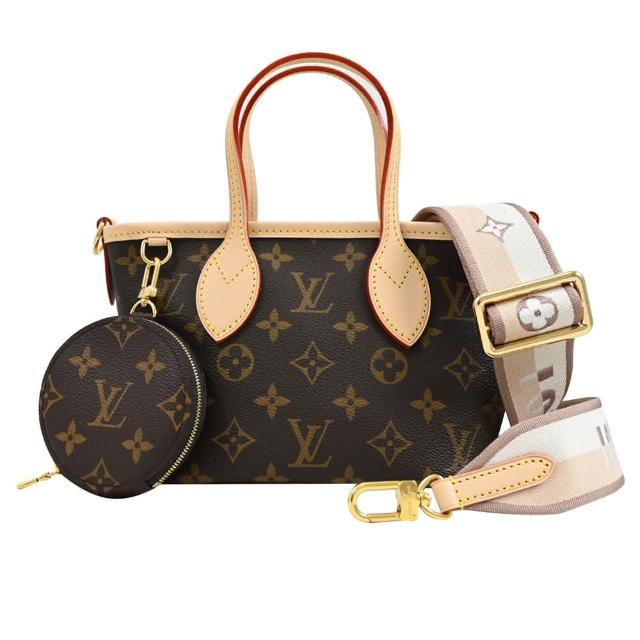 【Louis Vuitton 路易威登】LV M46705 Neverfull BB 經典印花手提斜背二合一零錢包兩用包(現貨)