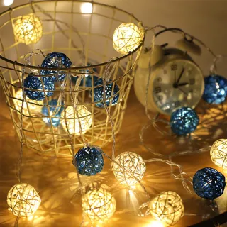 【半島良品】藍白色_300cm藤球燈/聖誕燈 裝飾燈(掛布燈串  居家布置 聖誕布置)