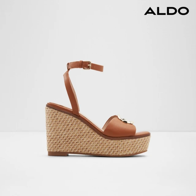 ALDO CARRABRIRIA-編織金飾造型厚底楔型涼鞋-女(棕色)