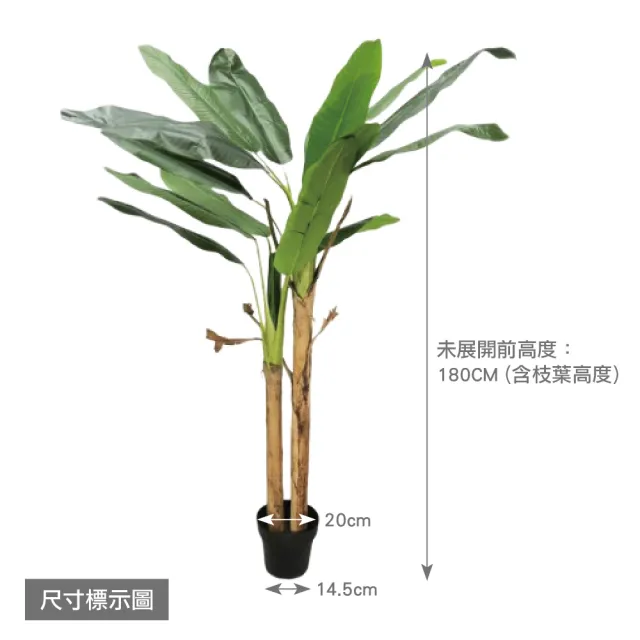 【YU Living 信歐傢居】仿真香蕉樹綠色植物裝飾盆栽 人造綠植盆栽(高180CM/綠色)