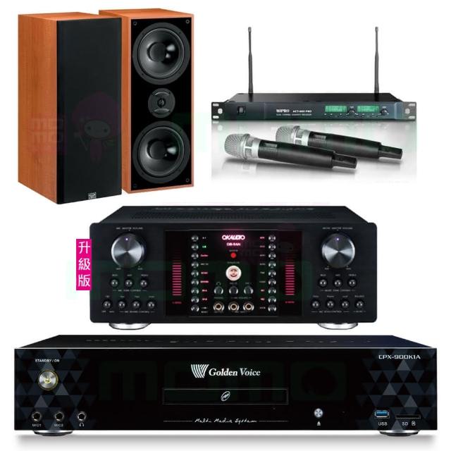 【金嗓】CPX-900 K1A+OKAUDIO DB-9AN+ACT-869+DM-827 木(4TB點歌機+擴大機+無線麥克風+喇叭)