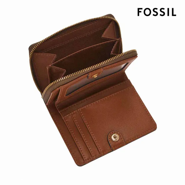 【FOSSIL 官方旗艦館】Logan 迷你多功能真皮短夾-金屬銅棕色 SL10012711