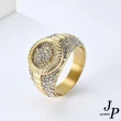【Jpqueen】太陽花晶鑽華麗嘻哈鈦鋼戒指(2色戒圍可選)