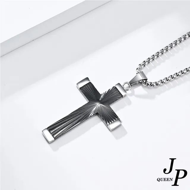 【Jpqueen】光芒十字架歐美中性鈦鋼長項鍊(3色可選)