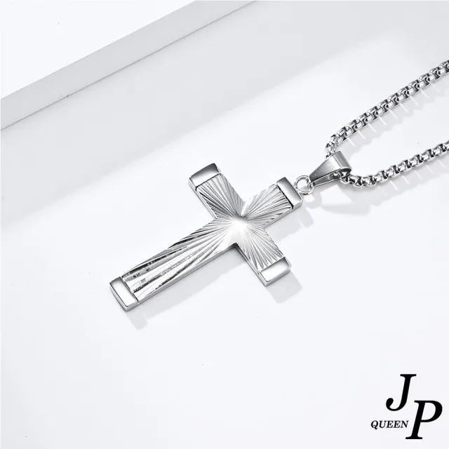 【Jpqueen】光芒十字架歐美中性鈦鋼長項鍊(3色可選)