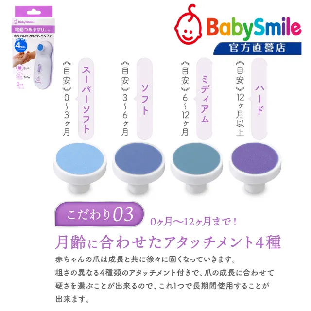 【日本BabySmile】新生嬰幼兒 S-901 電動磨甲機(二段速模式 附磨片4款)