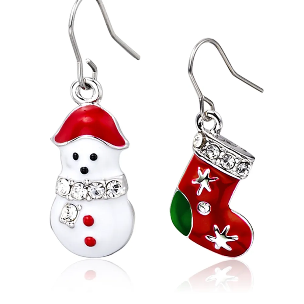 【GIUMKA】耳環．可愛雪人與聖誕襪．不對稱(情人節禮物．送禮)
