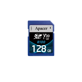 【Apacer 宇瞻】128GB SD UHS-I U3 V30 R100記憶卡 100MB/s(公司貨)