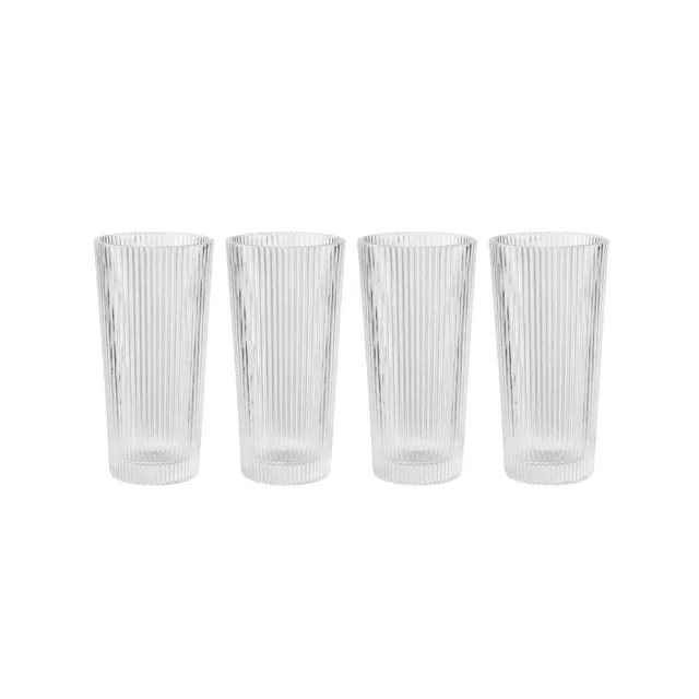 【IUSE】丹麥 Stelton Pilastro 玻璃長飲杯/300ml/4入組(北歐/線條/玻璃水杯)