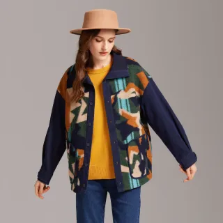 【KERAIA 克萊亞】迷霧森林牛仔拼接毛料外套