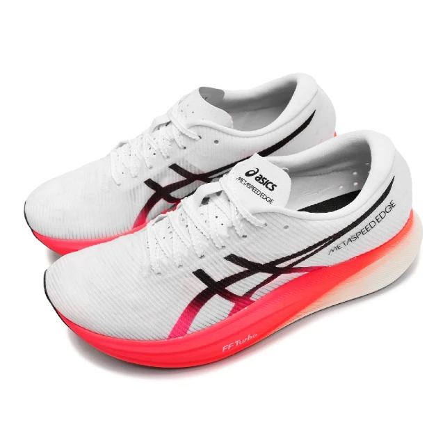 asics 亞瑟士 競速跑鞋 Metaspeed Edge+ 男鞋 白 紅 步頻型 碳板 厚底 路跑 運動鞋 亞瑟士(1013A116100)