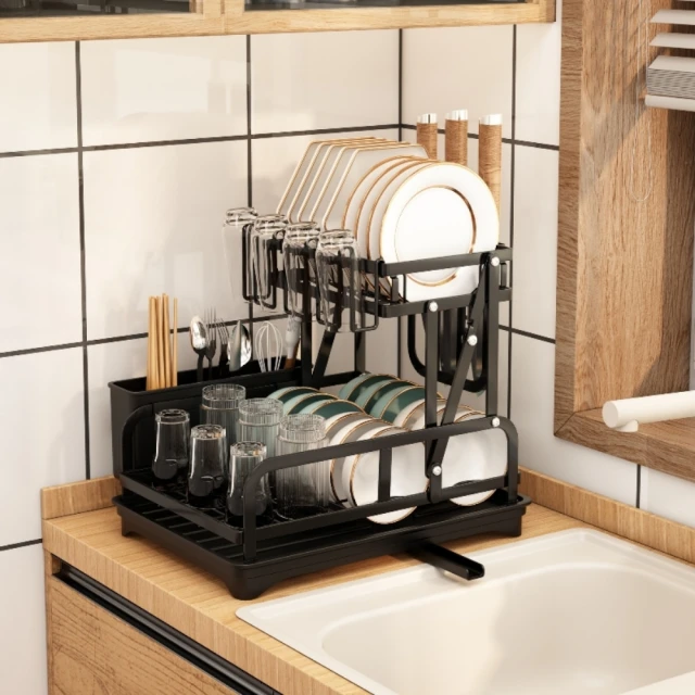 MGSHOPMGSHOP 免安裝廚房檯面瀝水碗盤架(瀝水架)