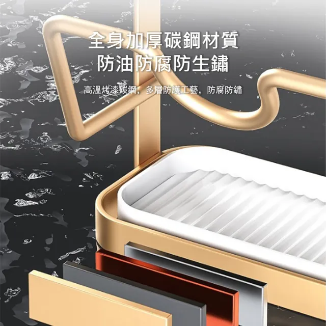 【Kyhome】廚房壁掛鍋蓋收納架 (免打孔砧板架/可拆卸接水盆/碳鋼防鏽/多功能廚房置物架)