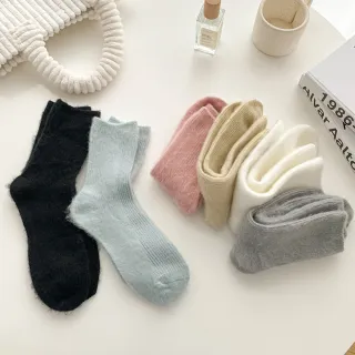 【Porabella】襪子 襪 素色襪 羊毛襪 毛毛襪 保暖襪 女中筒襪 女襪子 SOCKS
