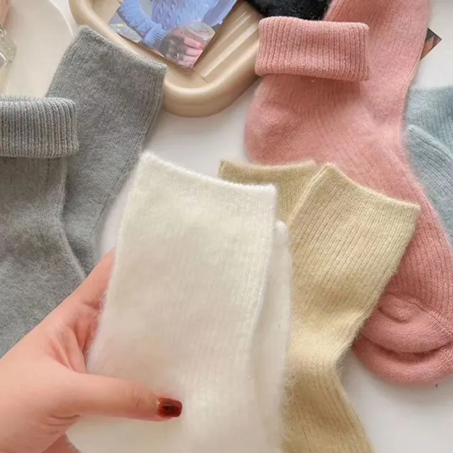 【Porabella】襪子 襪 素色襪 羊毛襪 毛毛襪 保暖襪 女中筒襪 女襪子 SOCKS