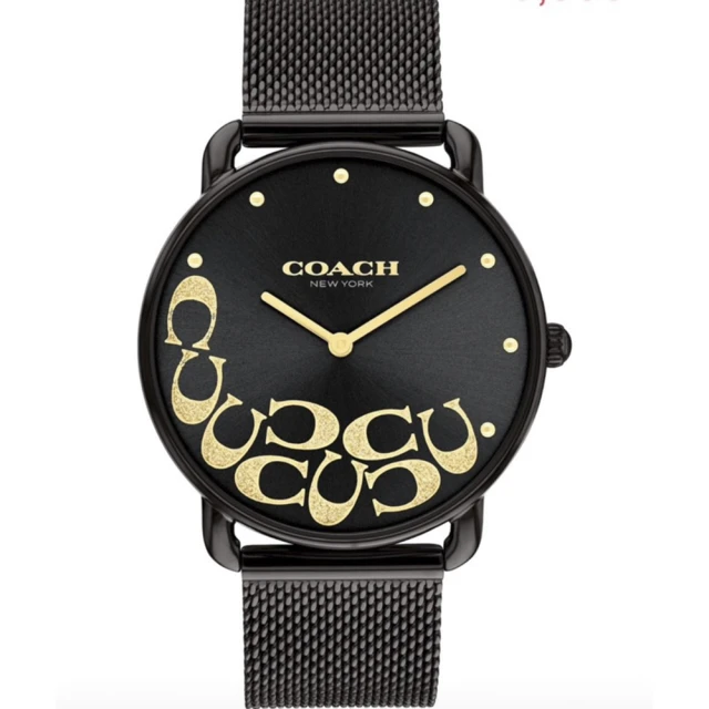 COACH 官方授權C2 經典時尚黑色米蘭女錶-37mm-贈高級9入首飾盒(CO14504340)