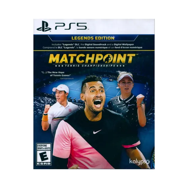 【SONY 索尼】PS5 決勝點：網球冠軍賽 傳奇版 Matchpoint Tennis Champtionships(中英文美版)